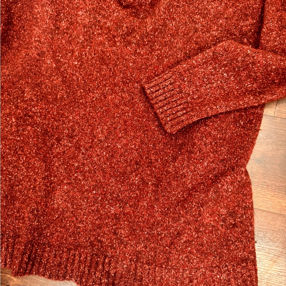 WinterSilks Size Large Wool/Silk blend Burgundy V Neck Sweater - Picture 6 of 7
